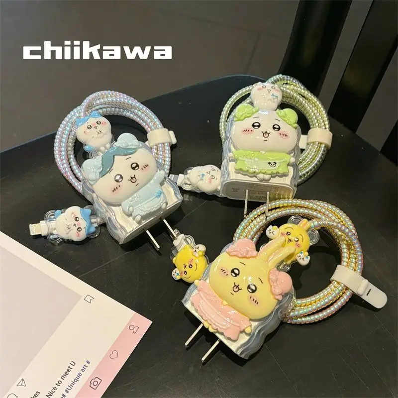 Chiikawa,Hachiware Cute Cable Protector for Apple iPhone 17, 40W Fast Charger Sleeve, Anti-Break Compatible with iPhone 16 15 14