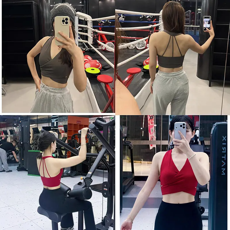 Damen Neckholder-Sport-BH mit Schönem Rückendesign, Stoßfest, Anti-Durchhängen, Push-Up, für Yoga, Training und Pilates – Detail 2