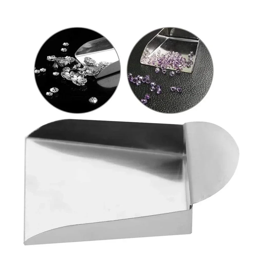 Mini Stainless Steel Jewelry Scoop Shovel with Plate Handle Gemstone Pearl Diamond Beads Tool for Jewelers Shovel Accessories