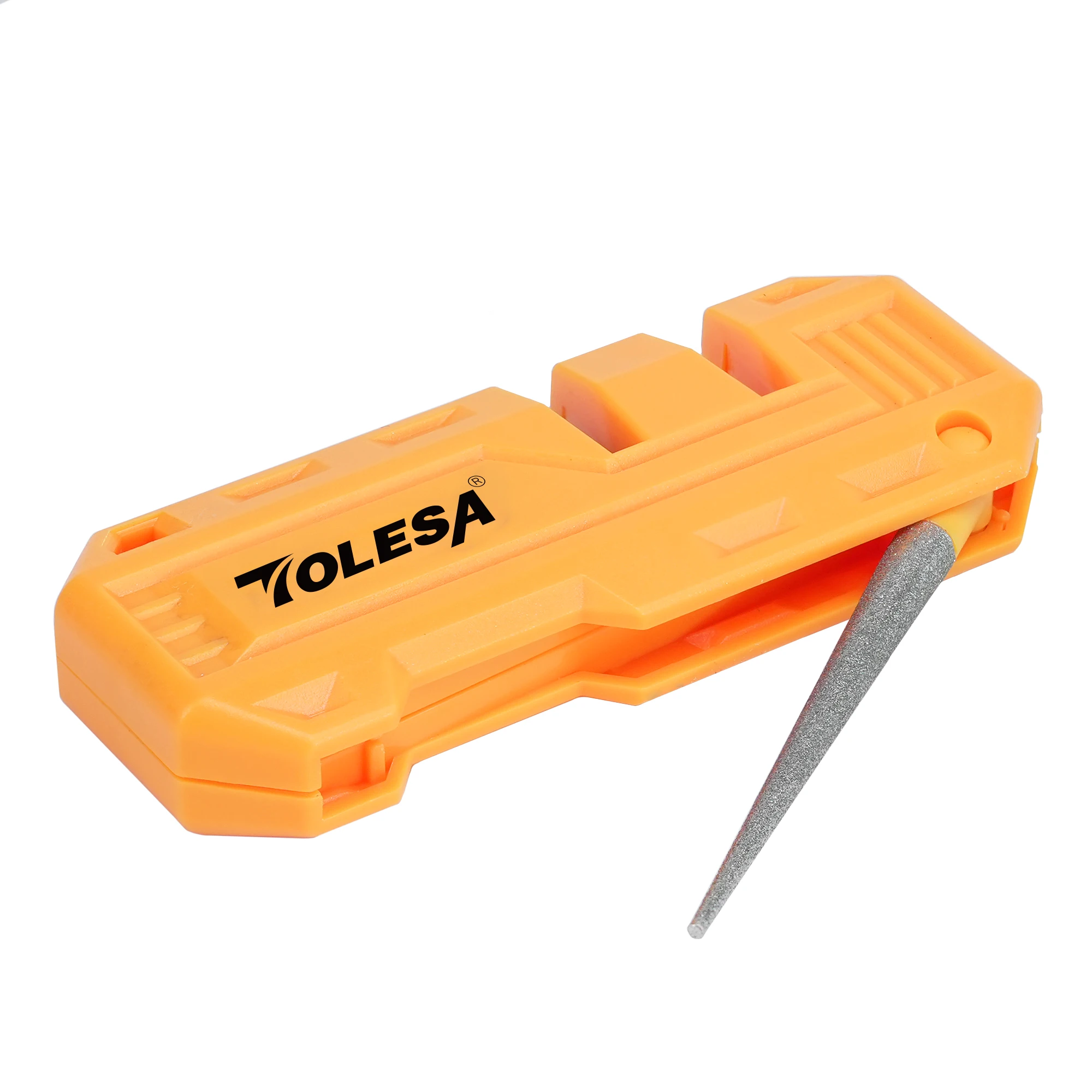 TOLESA Pocket Knife Sharpener Survival Tool Preset Carbide & Ceramic Stone Sharpeners with Diamond Sharpening Rod Quickly Repair