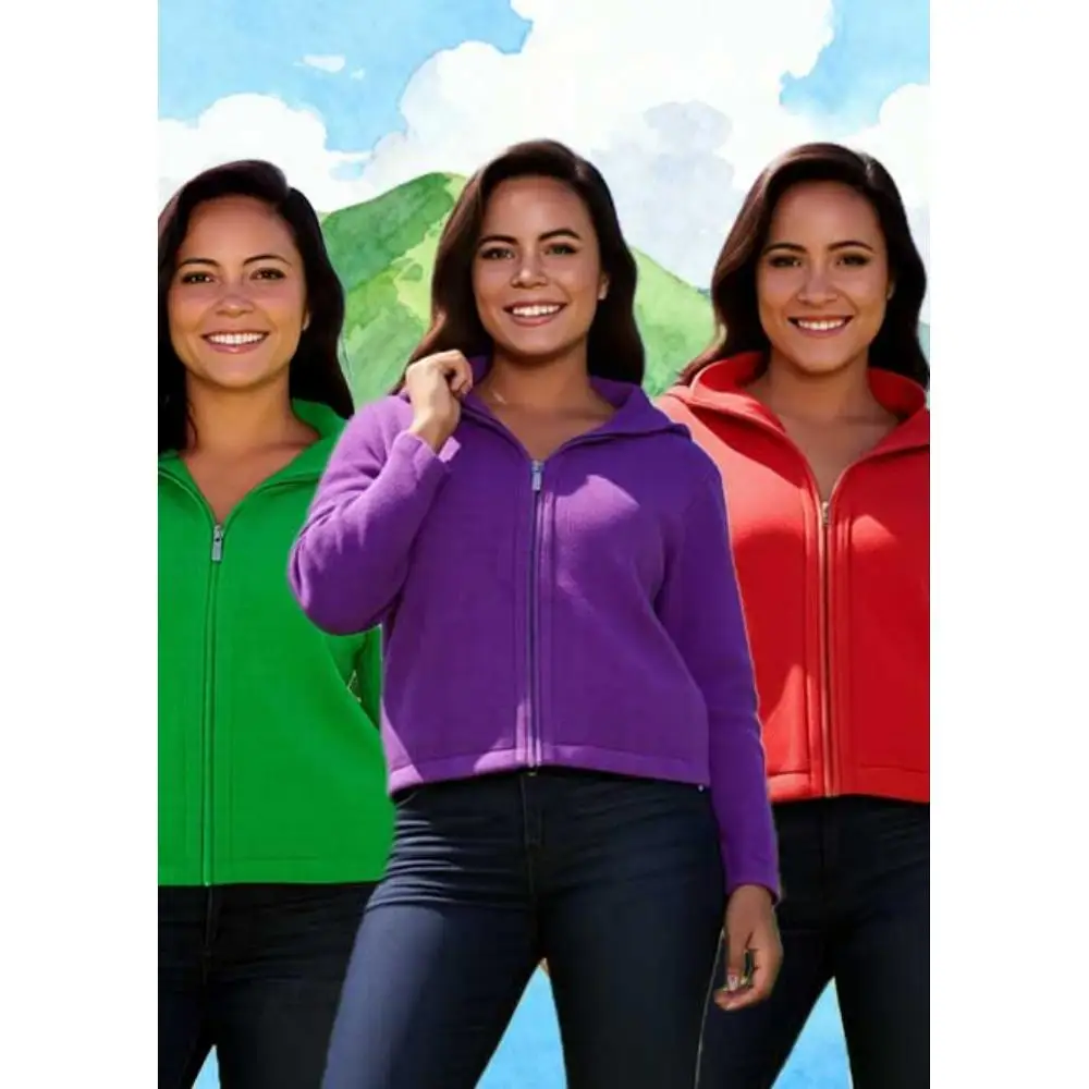 

Three piece women's zipper jacket set with five colors to choose from, skin friendly and warm fabric, comfortable and casual