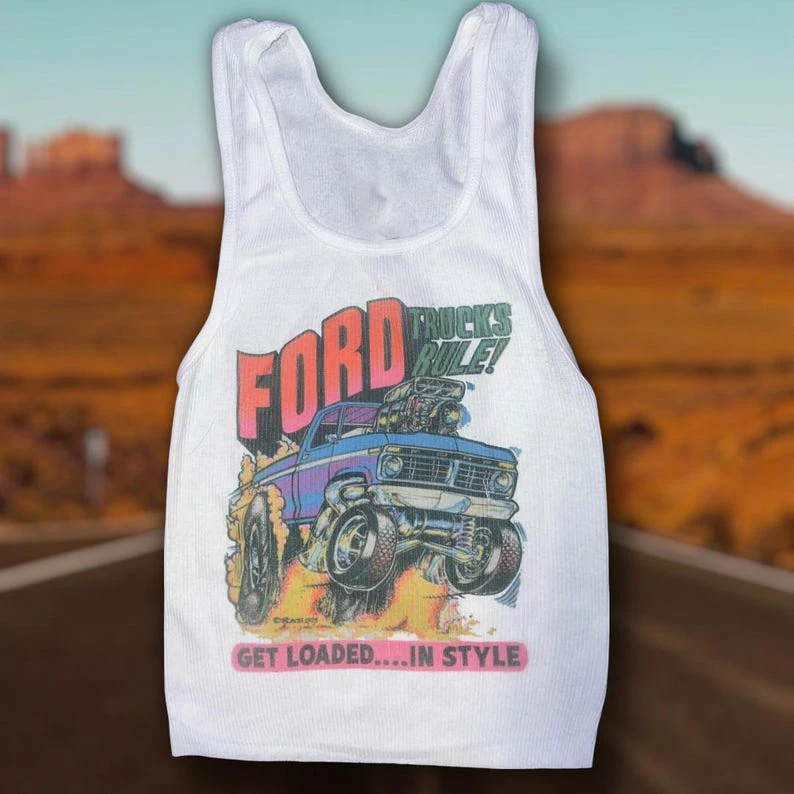 Ford Trucks Rule Tank Gothic Style Top 20 Inch Vest Emo Girls Aesthetic Letter Print Grunge Goth Camisole Top Female Clothing