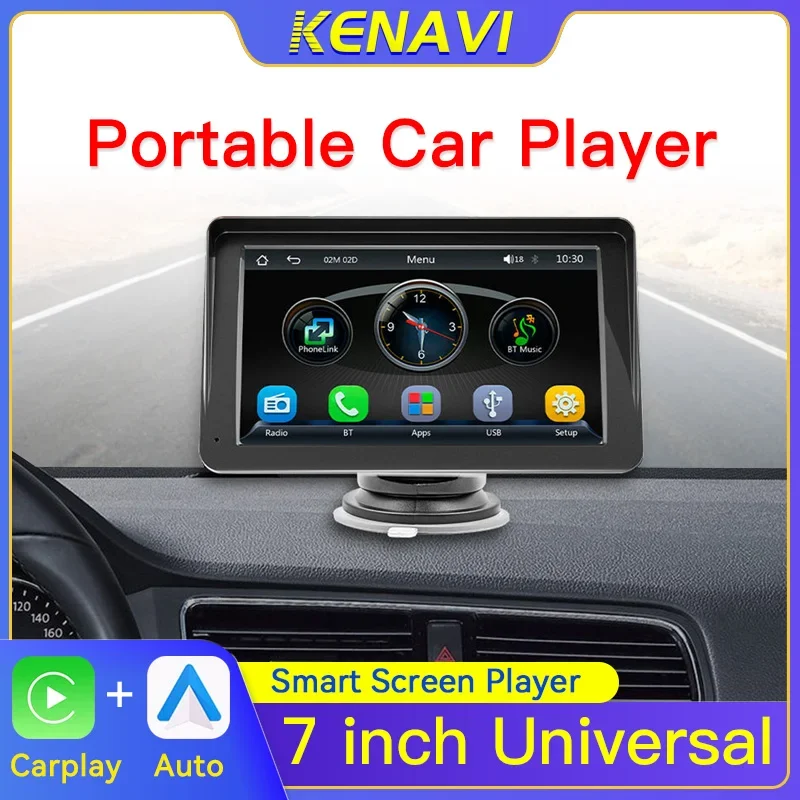 

7 Inch Portable Car MP5 Player Smart Stereo Radio Carplay Android Auto Touch Screen Wireless BT FM Universal Multimedia Monitor