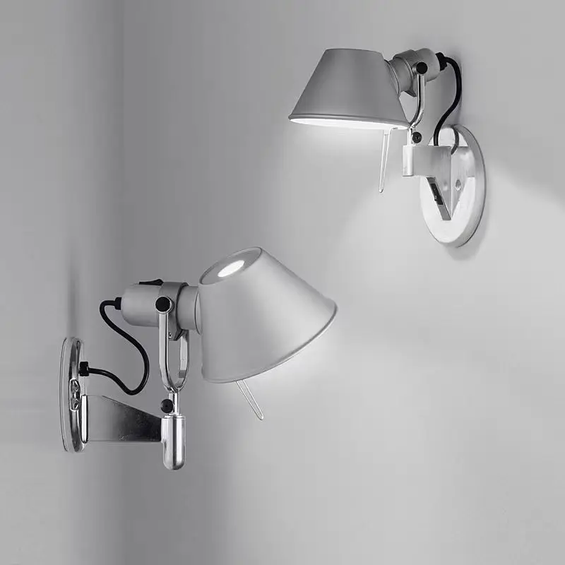 LED Nordic Simple Mode Creative Besidebed Wall Lamp Pretty Girl Bedroom Work Rocker Arm Joint with Switch Straw Hat Wall Light