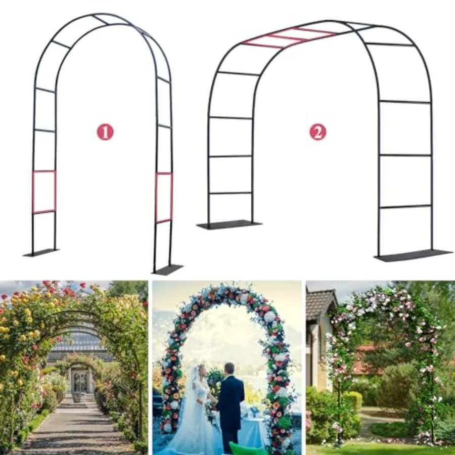 

Thickened Tube Garden Arch Trellis - 4.6ft Wide x 7.9ft High or 7.6ft Wide x 6.4ft High - Garden Trellis for Climbing Plants -
