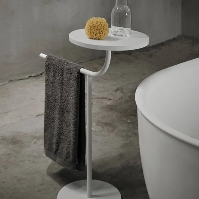 رف رف الحمام رف الحمام الأبيض، رف المناشف الأسود للحمام بدون فتحات الحفر #4