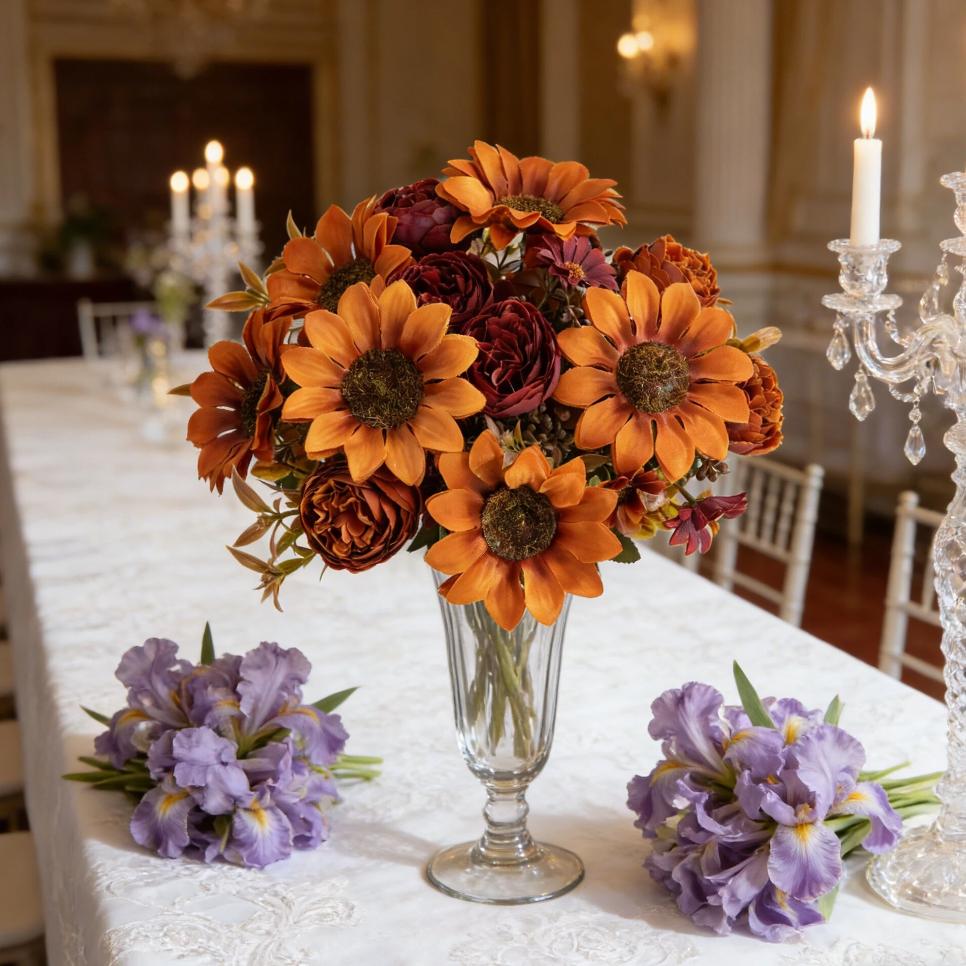 6 Stück Künstliche Blumen aus Seide, Hängende Sonnenblumen, Festkranz, Hochzeitsstrauß, Dekoration für Zuhause, Zimmer, Vasen, Fensterbänke, Herbstdekoration – Detail 3