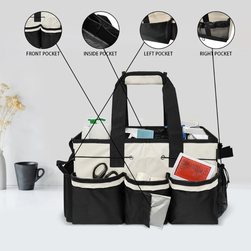 Multifunctional Storage Bag Oxford Cloth Material with Two Carry for Cleaning Supplies for Efficient Organization D2RD