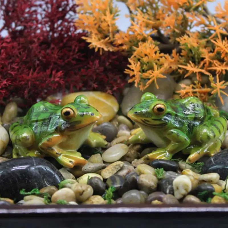 Resin Frog Ornament Lovely Mini Waterproof Statue Non-toxic for Aquarium Fish Tank Home Shelf Office Desk Decoration
