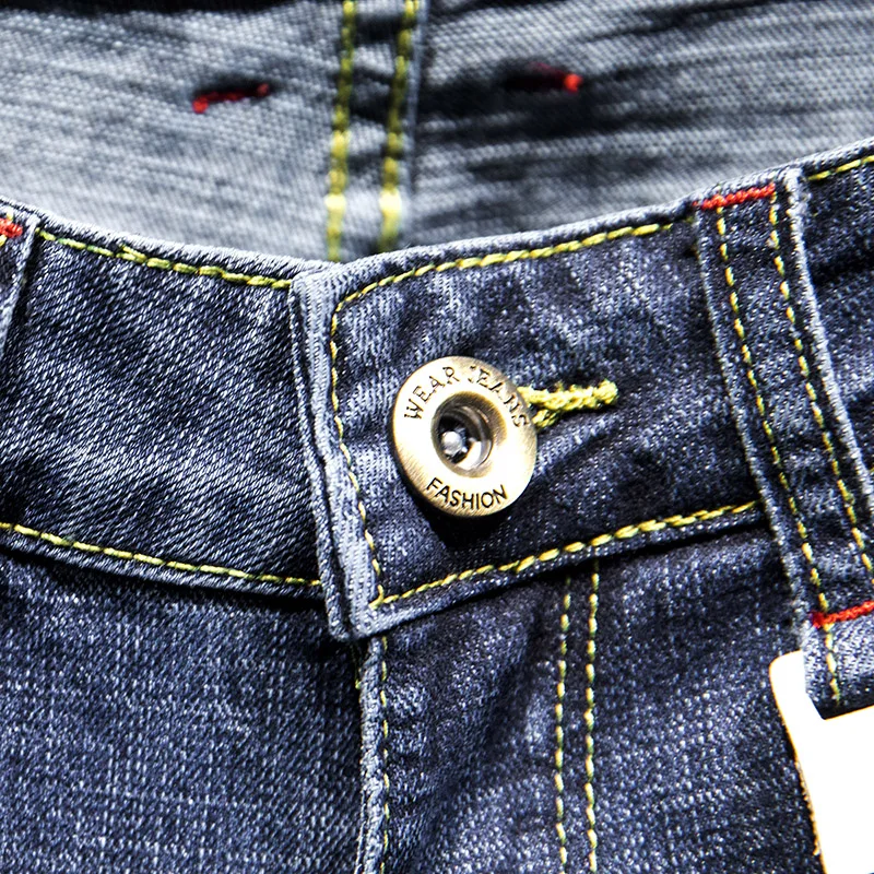 2025 verão estilo coreano masculino estiramento azul jeans simples moda elasticidade calças finas em linha reta calças casuais masculinas