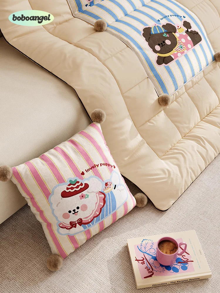 

Thickened Two-In-One Pillow Blanket Girl Style Office Car Air Conditioning Blanket Nap Blanket Soft Plush Cartoon Pattern