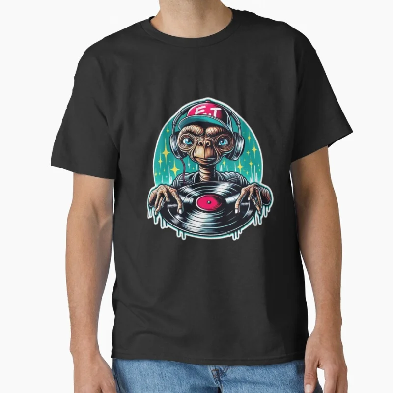 

Hip Hop E.T. The Extra Terrestrial Vintage Sic-Fi gift t shirt Retro Cartoon Alien Graphic clothes All size Tops