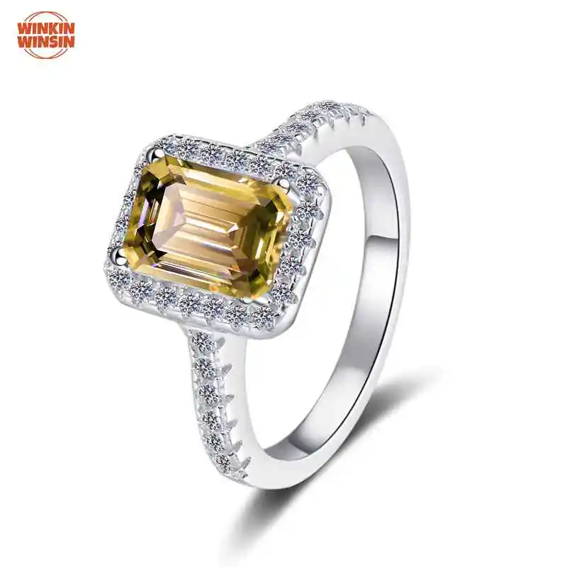 

Winkin Winsin S925 Silver Ring, Rectangular Wedding Ring, Hot-Selling Moissanite Ring for Women