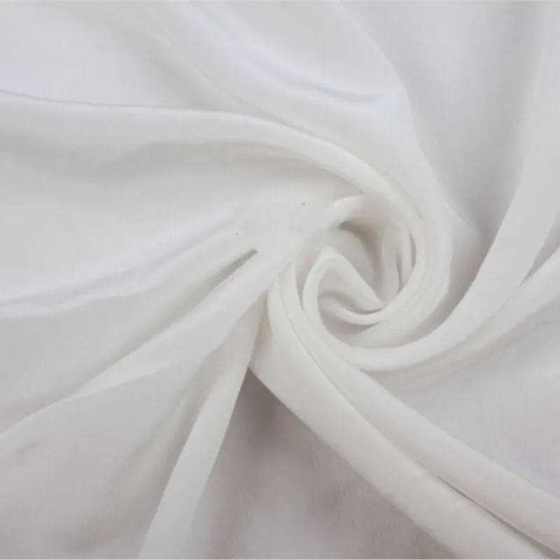 

White Silk Crepe De Chine Silkworm Clothing Fabric Solid Color Long Dress 114 Width