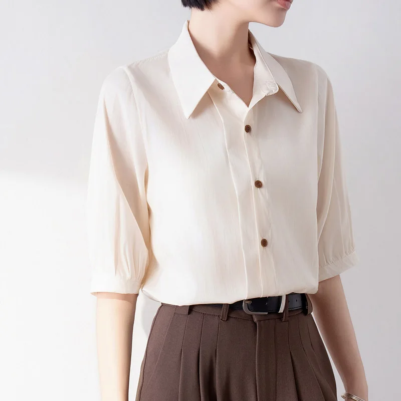 

Summer Women's Blouse Casual Ladies Office Work Wear Short Sleeve Shirt Fashion Button Up Female Clothing Elegant Waman Tops