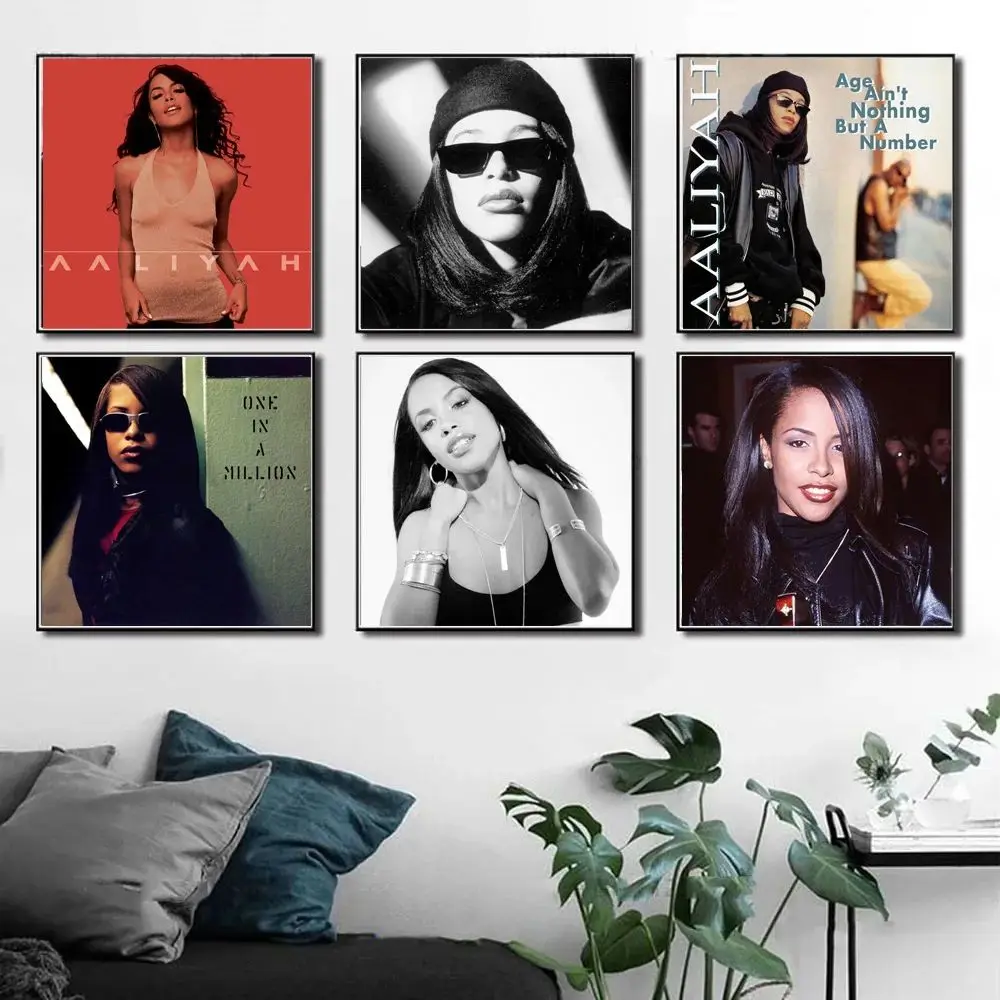 حار Aaliyahes الفن R & B الهيب هوب الموسيقى المغني ستار غلاف الألبوم المشارك يطبع الرسم على لوحات القماش الجدارية صورة غرفة ديكور المنزل