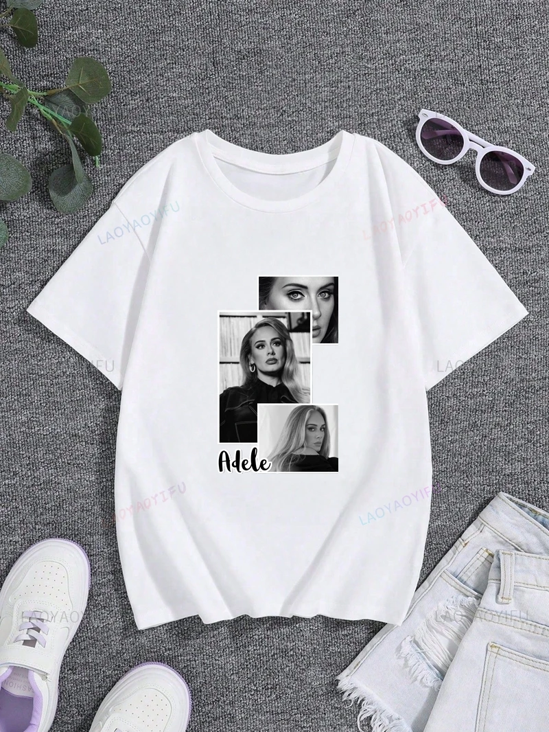 Adele Adkins Poster Print Top, Fans of Both Sexes for Spring and Summer Everyday Fashion Shirts, Casual Cotton T-shirts