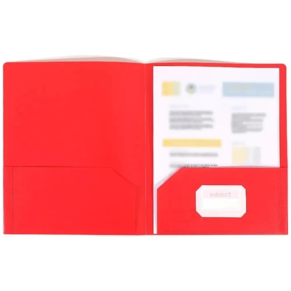 New Plastic Two Pocket Folders with Pockets Waterproof File Folders Store Documents Reusable A4 Folder School Supplies
