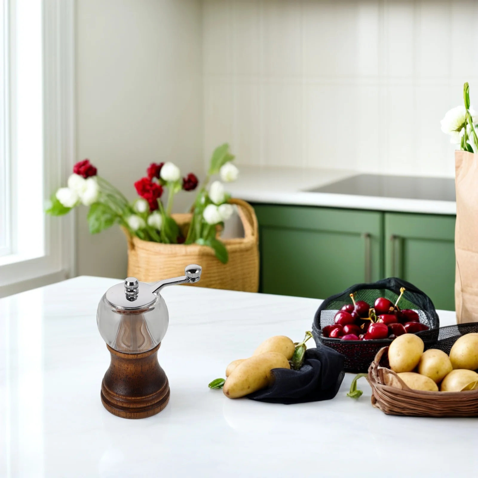 مطحنة فلفل يدوية صغيرة، مقبض كرنك، مطبخ محمول، شواء، مطحنة للتخييم في الهواء الطلق، مطحنة حبوب القهوة، مطحنة فلفل يدوية