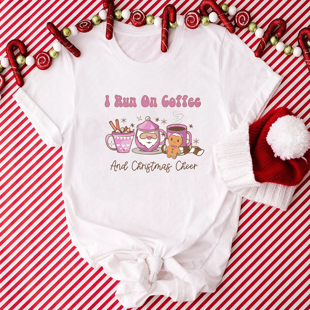 I Run Cocoa and Christmas Cheer Women T-shirt Funny Christmas Tee Winter Holiday Girls Shirts Xmas Tops Gift