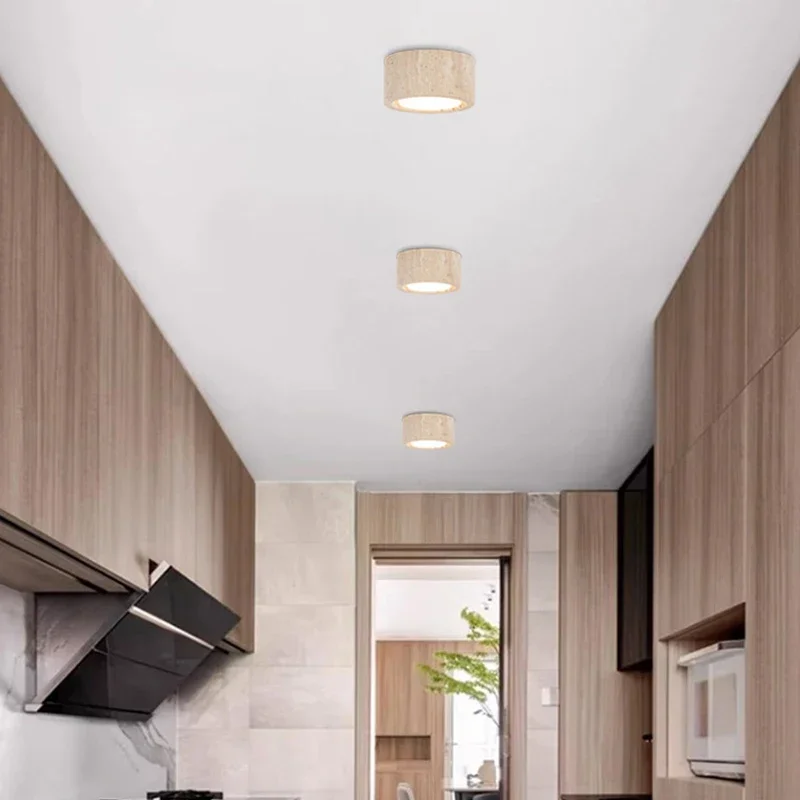 Yellow Cave Stone Exposed Tube Lamp Medieval Retro Simple Wabi Sabi Style Embedded Foyer Corridor Concealed Small Ceiling Lights