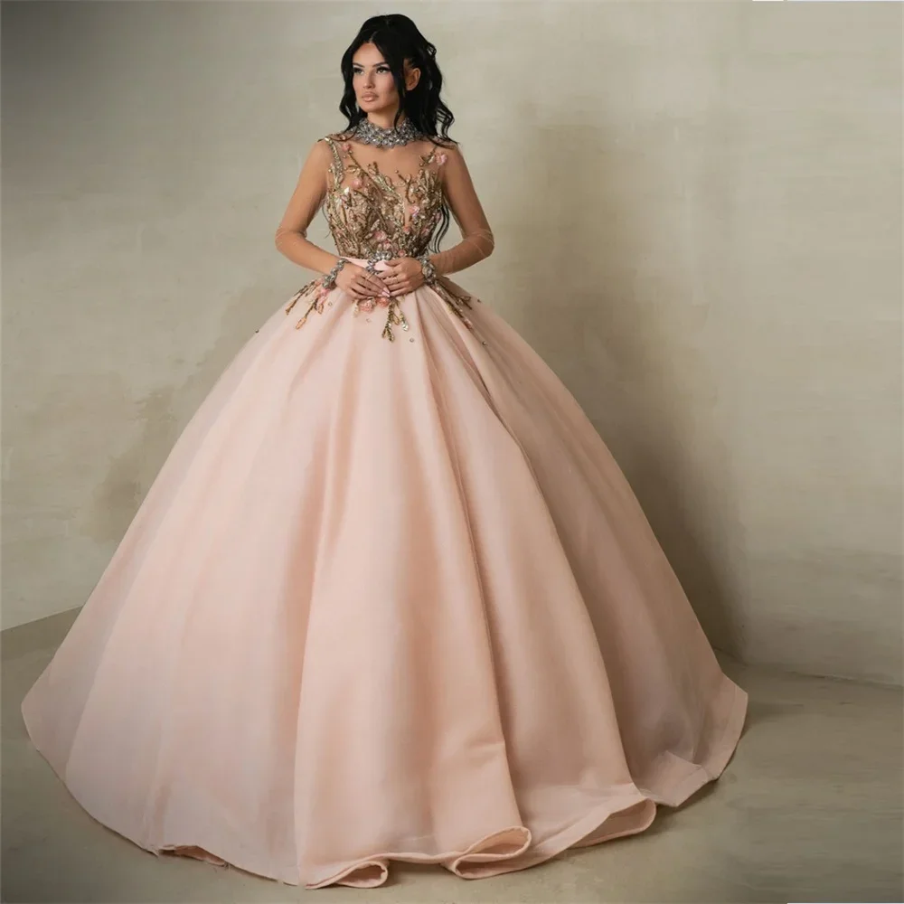 

Customized Formal Dress Saudi Arabia Evening Halter Ball Gown Floor Length Bead Flower Bespoke Occasion Dresses Prom