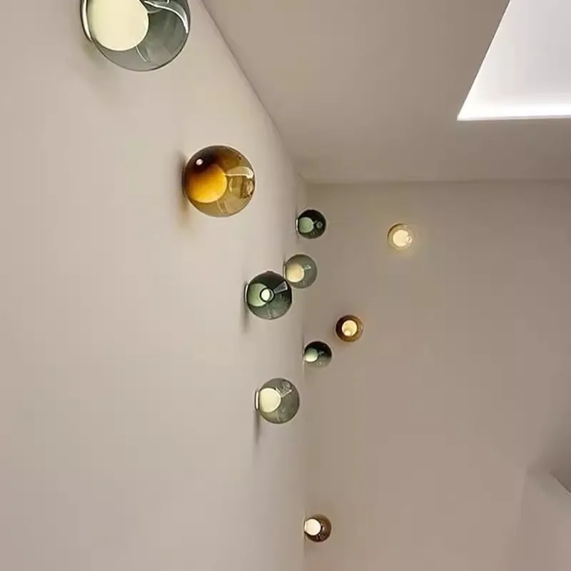

2025 Italian Designer Luxury Colorful Glass Ball Wall Lights Home Decor Aisle Cafe Bedside Wall Decoration Fashion Lamps