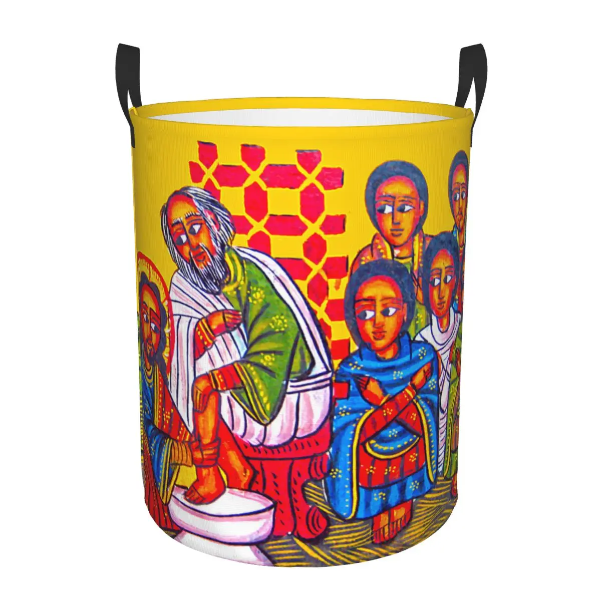 Ethiopian Christian Christ Disciples Feet Washing Laundry Basket Collapsible Clothes Toy Hamper Storage Bin for Kids Nursery