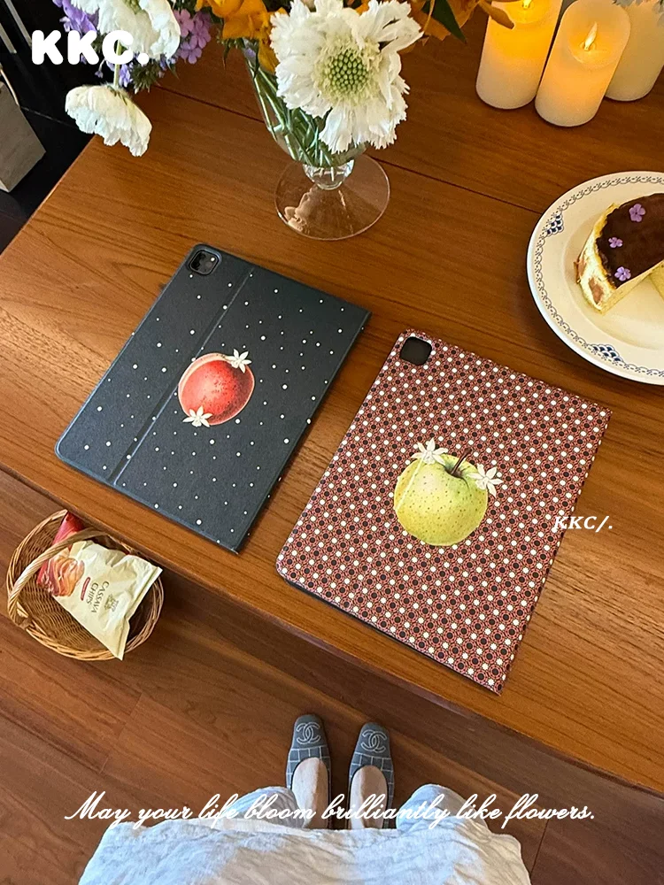 Vintage Apple book INS For Ipad 10th  A16 Generation Case Pro 11 2nd 3rd 4th Air 2/3 10.5 for Samsung Tab S7/8/9 11 Plus Cover