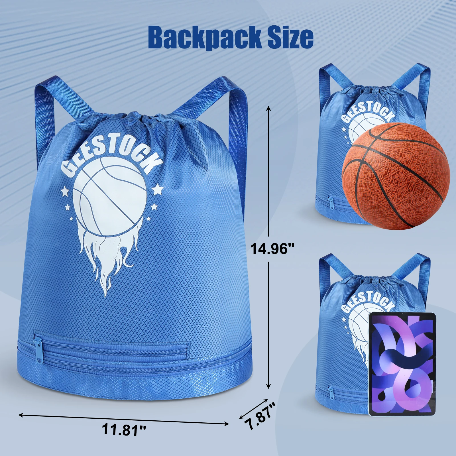 Tas Olahraga Gym Fitness Yoga dengan Kantong Sepatu dan Kantong Anti Air untuk Sepak Bola, Bola Basket, Perjalanan Luar Ruangan, Tas Olahraga Hiking, Mendaki