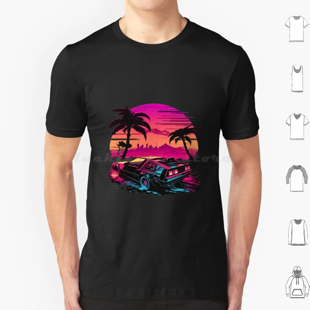 Landscape Synthwave T Shirt Cotton Men Women DIY Print Synthwave Retro Futuristic 80s Neon Outrun Vaporwave Animal Wildlife