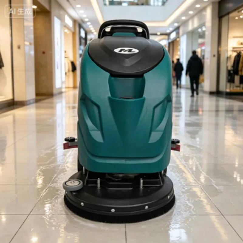 Heavy-Duty Automatic Walk-behind Floor Scrubber with Battery Powered System for Removing Oil and Grease from Concrete Floors