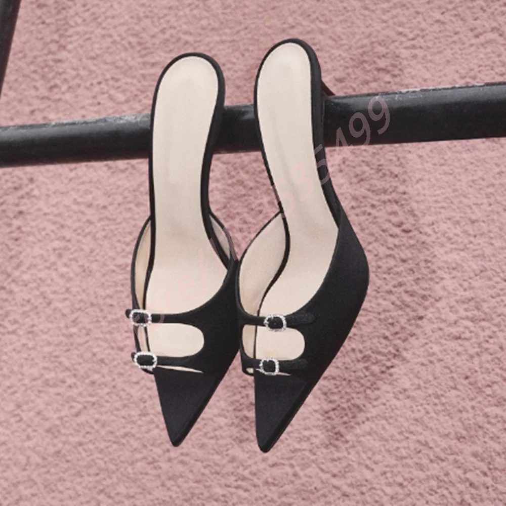 Summer Women's Hollow Belt Buckle Shoes 2025 New Open-Toe Outdoor Beach Vacation Slip-On Slippers Sexy Fashion Casual Stilettos