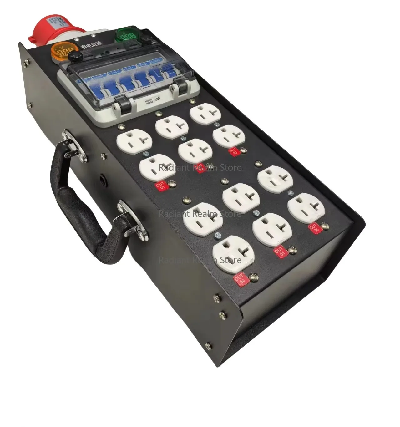 32A 3 Phase 5/4Pin Input with 6 Channels NEMA5-15/20 US Edisons Outputs Portable Power Distribution Box
