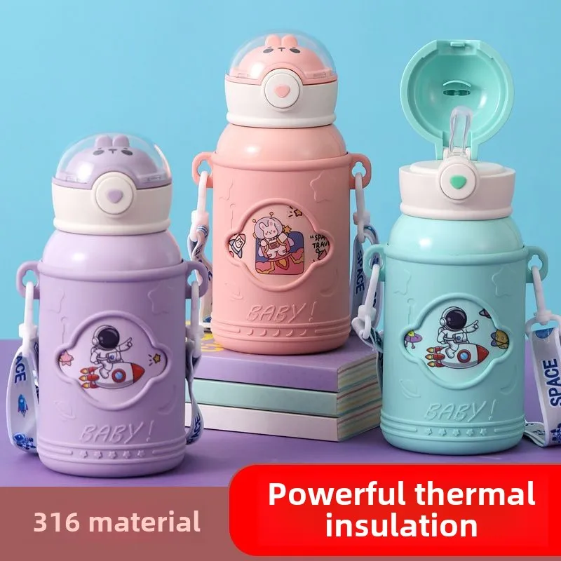 

Children's straw insulation water cup 316 stainless steel high-value kindergarten primary school students go to school
