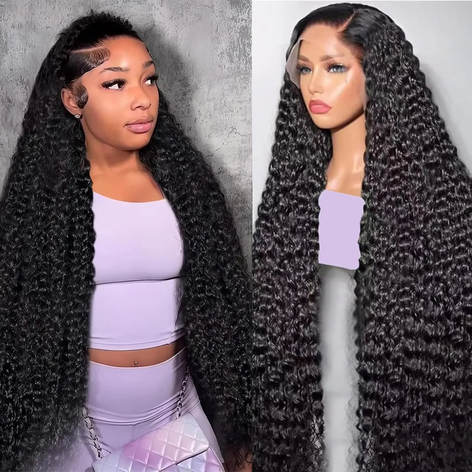 

250% Density 40 44 Inch Deep Wave Frontal Wig 13x6 Lace Frontal Human Hair Wigs 13x4 360 HD Curly Human Hair Lace Frontal Wigs