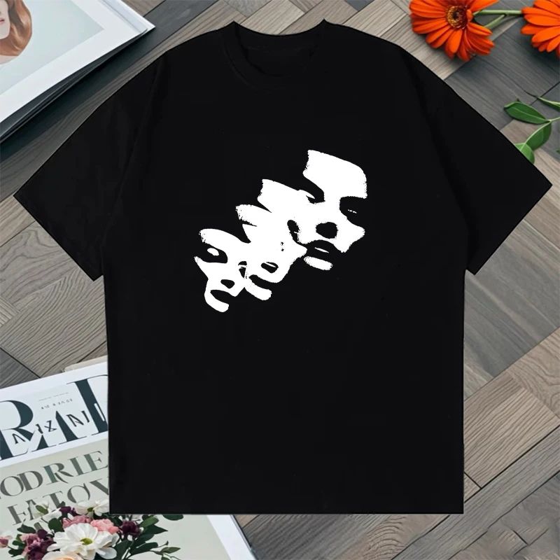 

Hot Sale Summer Y2K Style Short-Sleeve T-Shirt with Face Print Loose 100% Cotton Loose Trend Fashion Oversized Tee shirt Unisex