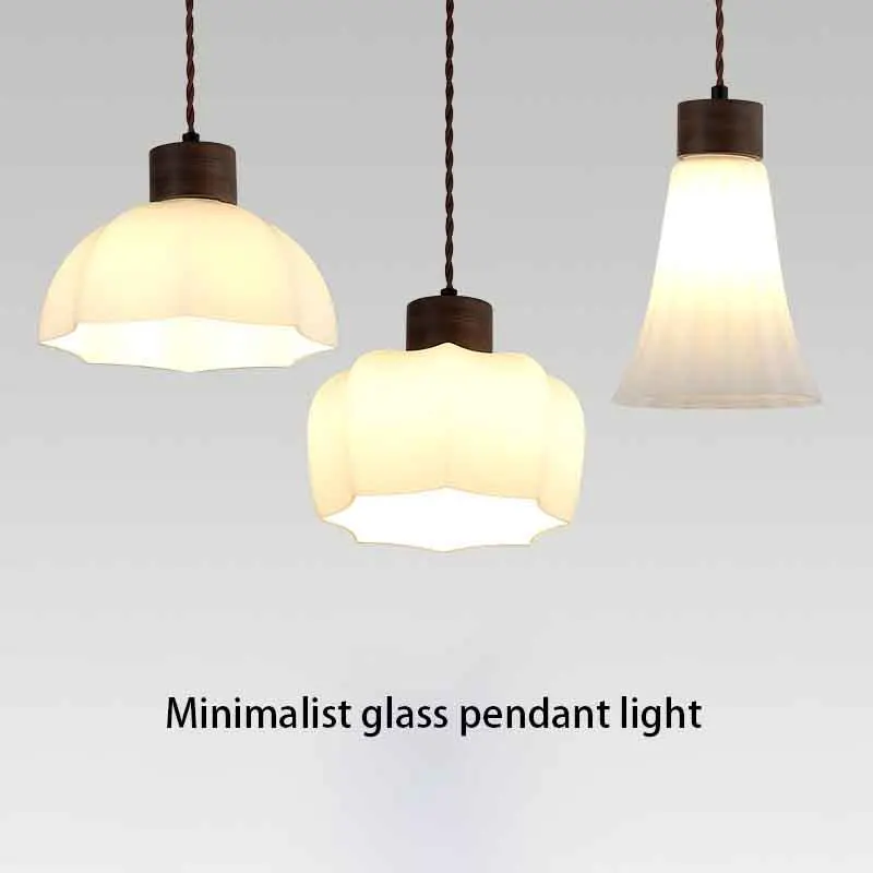 

French Retro Glass Pendant Light Chandelier LED Hanging Lamp for Dining Room Kitchen Resturant Home Decor Luminaire Hall Bedroom