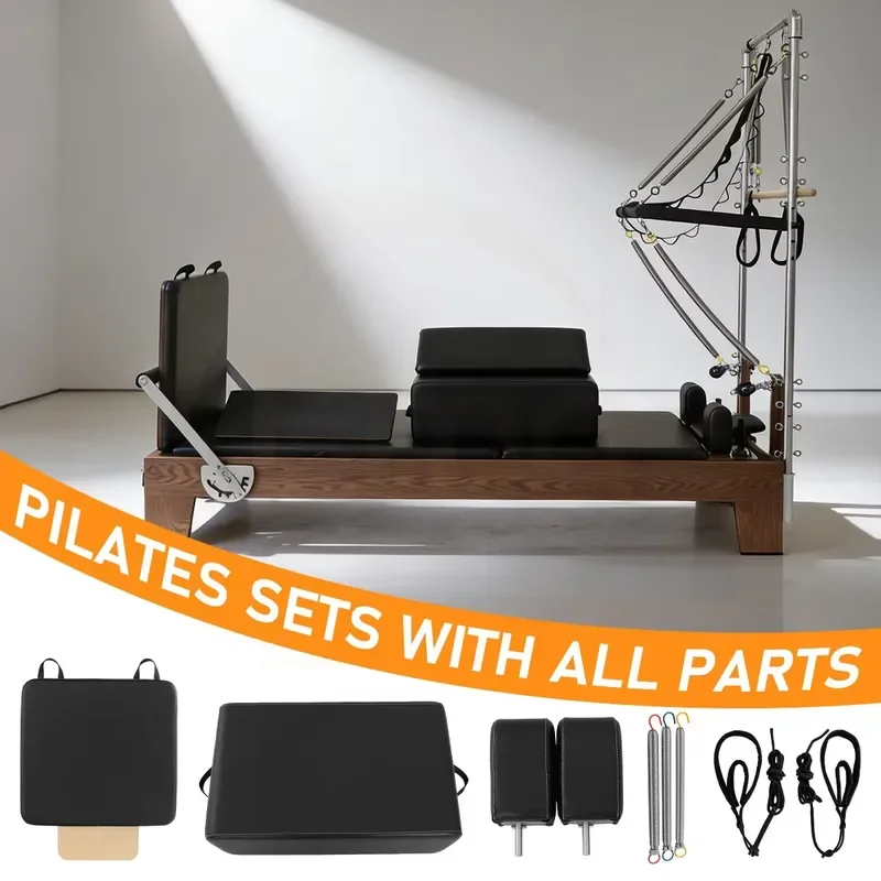 for Eco-Friendly Solid Wood Core Bed Wooden Pilates Reformer with Half Tower Low Profile Design for Home and Studio Use