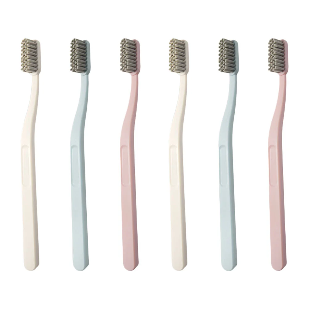 

6 Pcs Adult Stiff Brush Toothbrushes for Adults Hard Hair Handheld Teeth Stains Cleaners Nylon Abs Cleaning Gadget