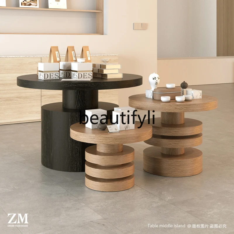 

Round Water Flow Table Island Table Travel Product Display Table Coffee Tea Room