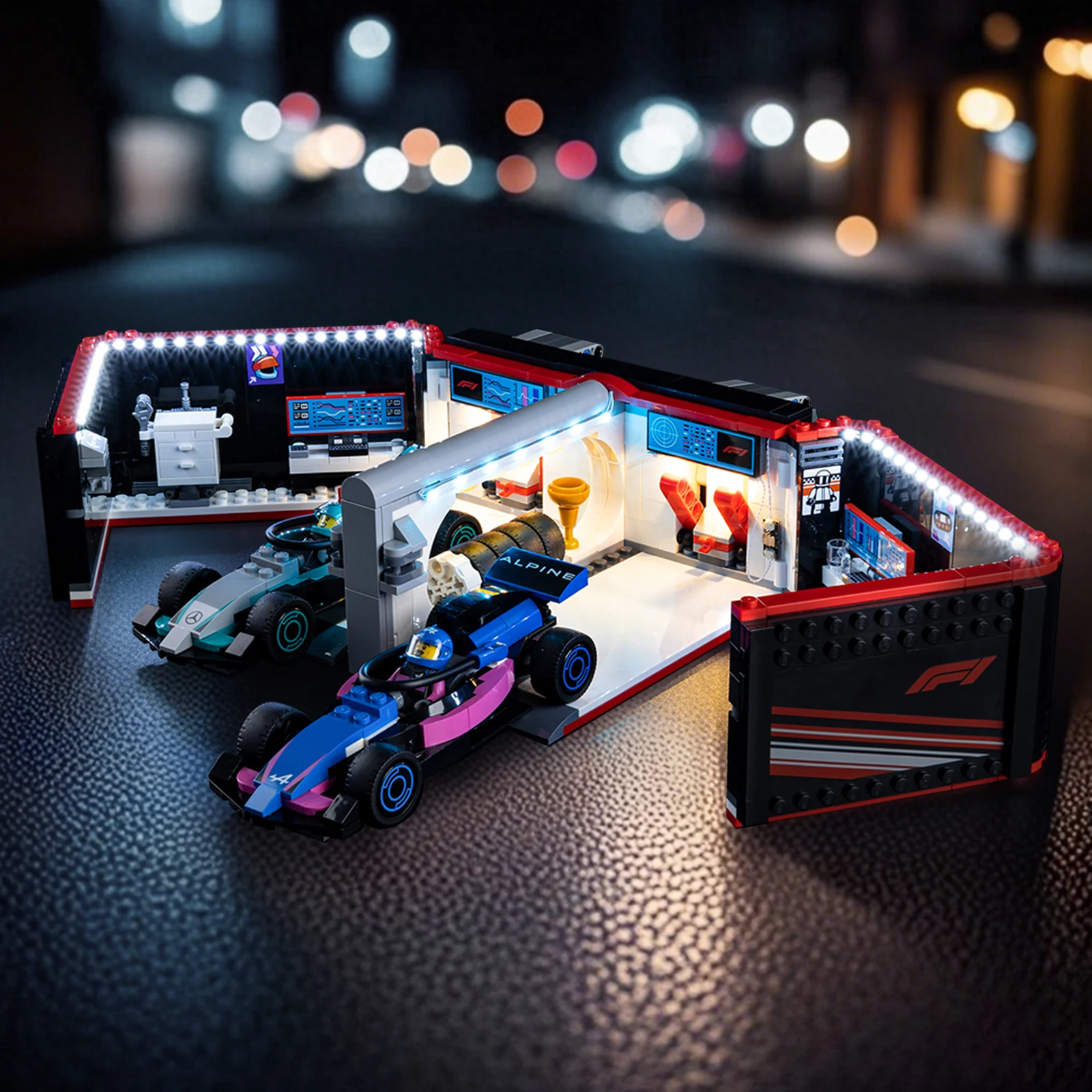 LED-Beleuchtungsset ohne Modellbausatz, geeignet für LEGO F1 Garage & Mercedes-AMG & Alpine Autos 60444 Bausteine