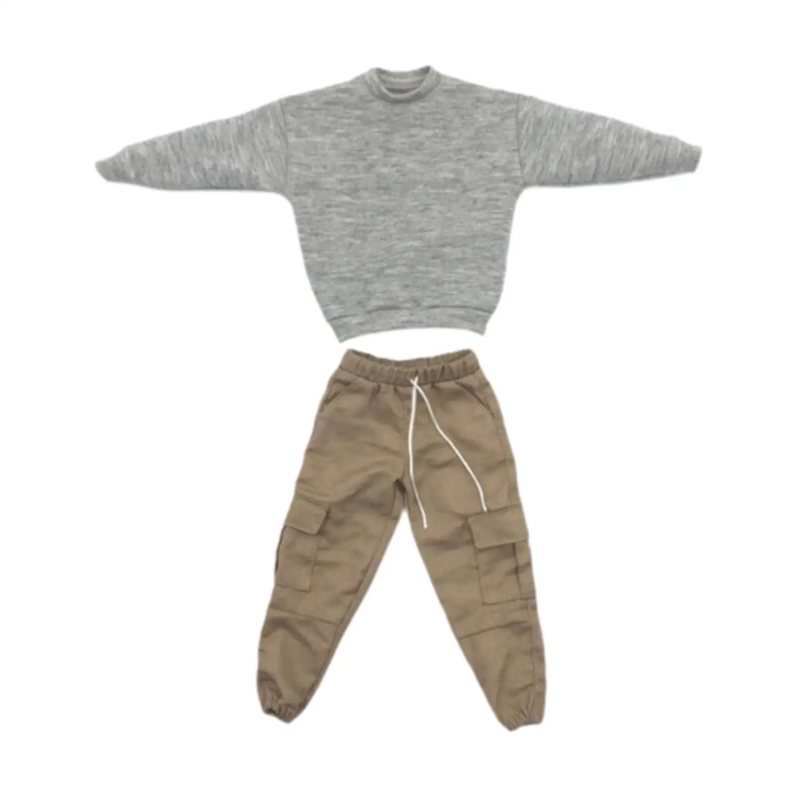 طقم بلوزات وسراويل كاجوال 1/6 لشخصيات الحركة الذكور مقاس 12 بوصة باللون الرمادي