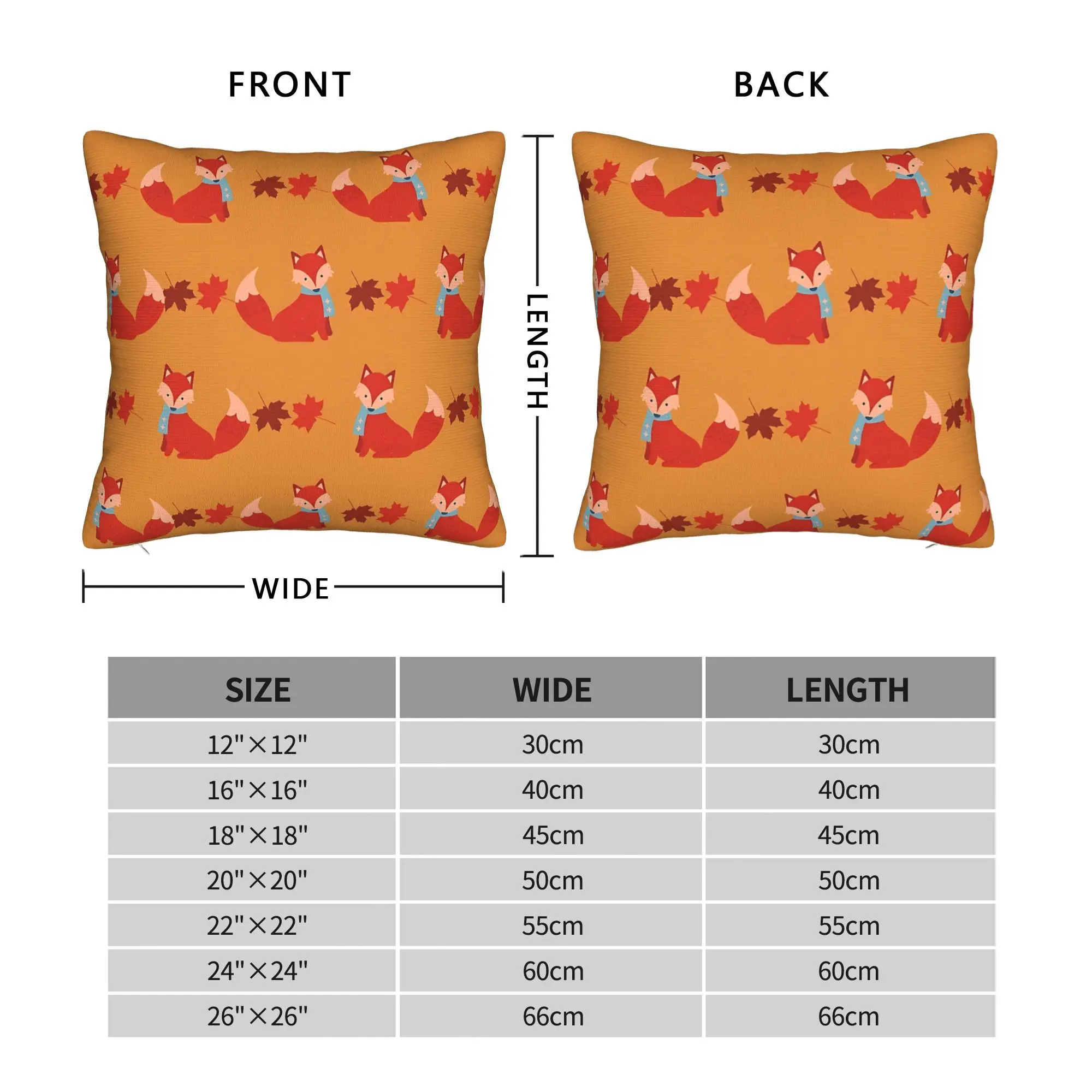 Fox Seamless Pattern  Square Pillow Covers Polyester Home Foxes Autumn Partten Cushion Case Decorative Pillow Cover 45*45