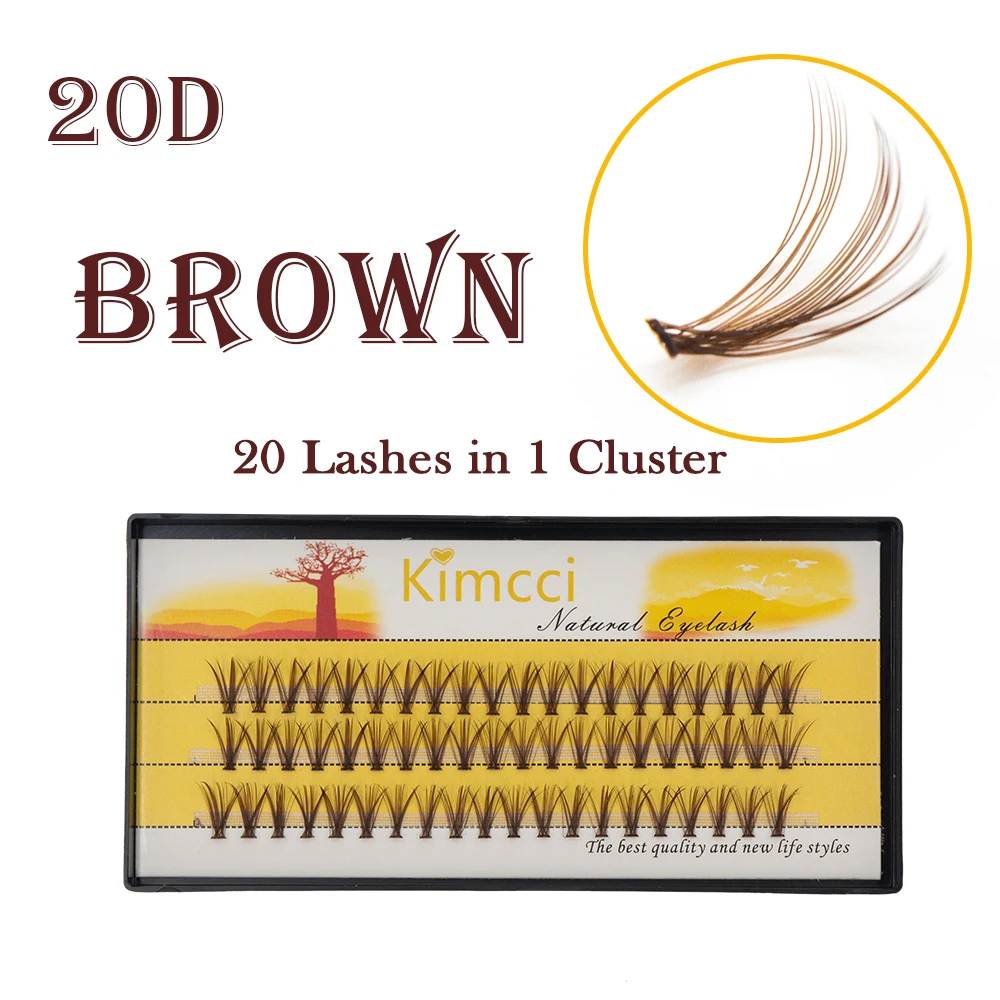 1box big capacity 60 bundles silk brown 20D Eyelash Extensions 0.07mm  true Mink Strip Eyelashes Individual Lashes Natural Style