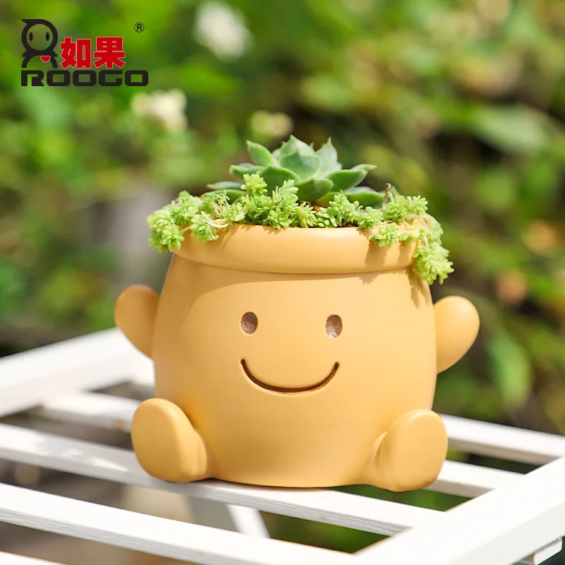 

Кашпо для суккулентов «Улыбающееся лицо» – креативный цветочный горшок для дома и сада, ландшафтный декор