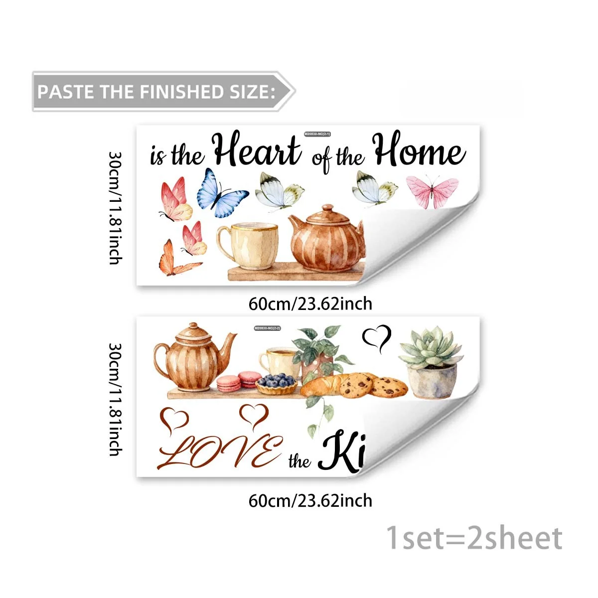Butterfly Theme Wall Sticker 2 Sheets 60cm x 30cm PVC Material Easy Apply Remove for Bedroom For Kitchen Decor