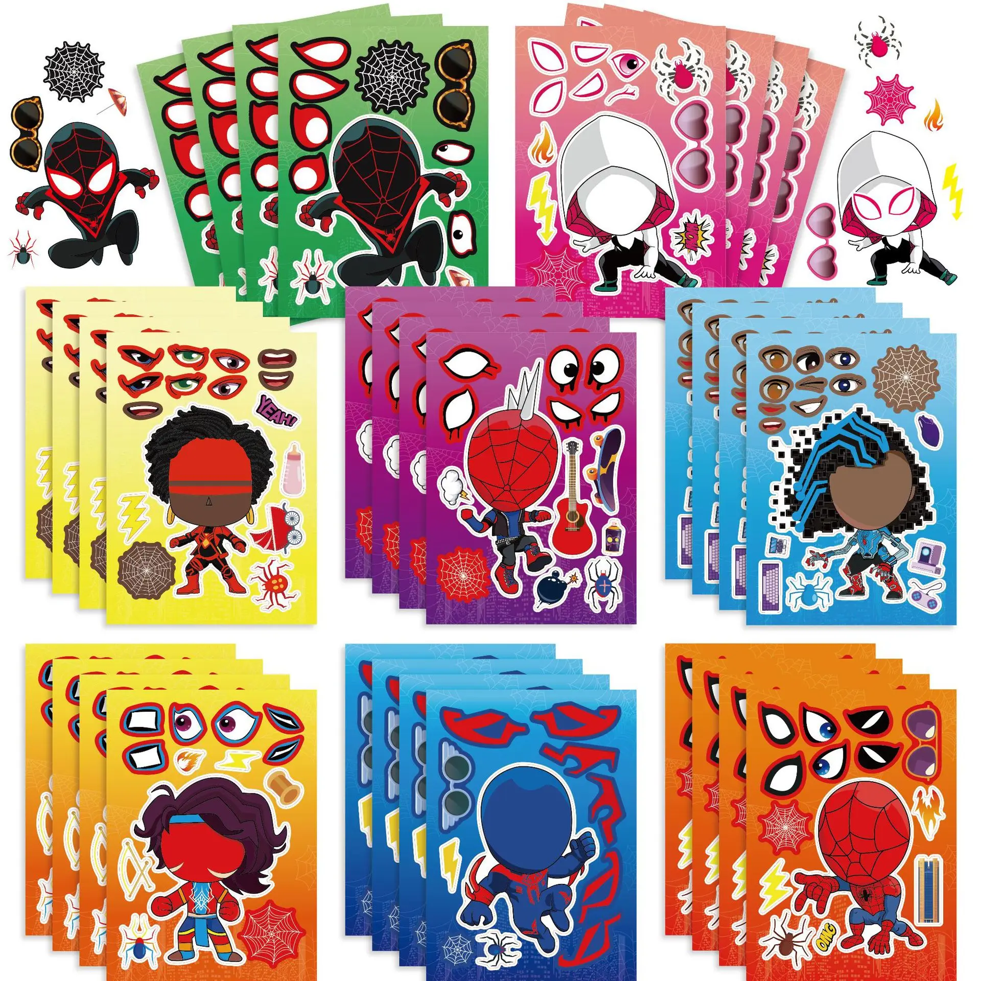 

8/16Sheets Disney Spider Man Amazing Friends Puzzle Sticker DIY Phone Laptop Luggage Skateboard Graffiti Decals Fun for Kid Gift