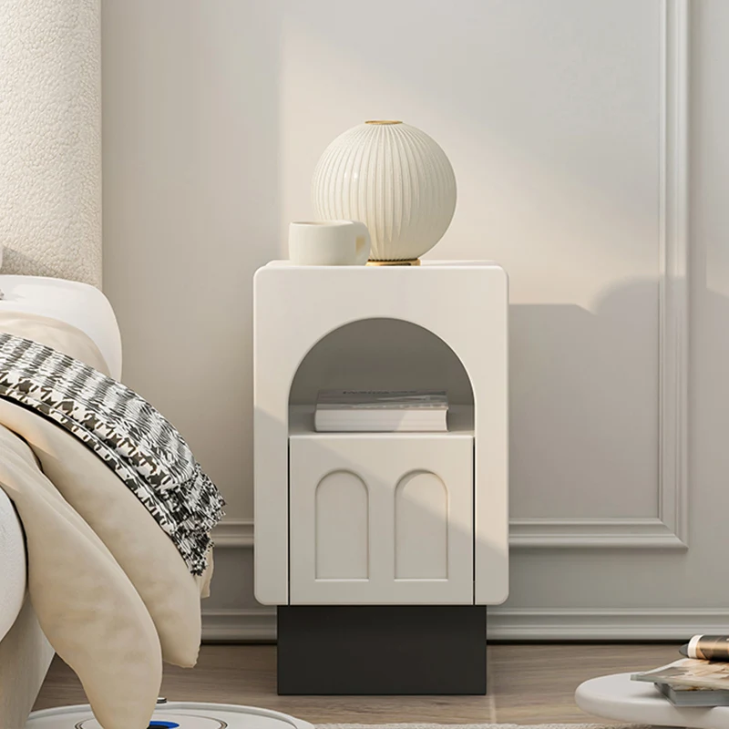 Laci Penyimpanan Nordik Kamar Tidur Meja Samping Tempat Tidur Korea Lucu Meja Kecil Furnitur Unik Librero Mesitas De Noche Putih Kayu
