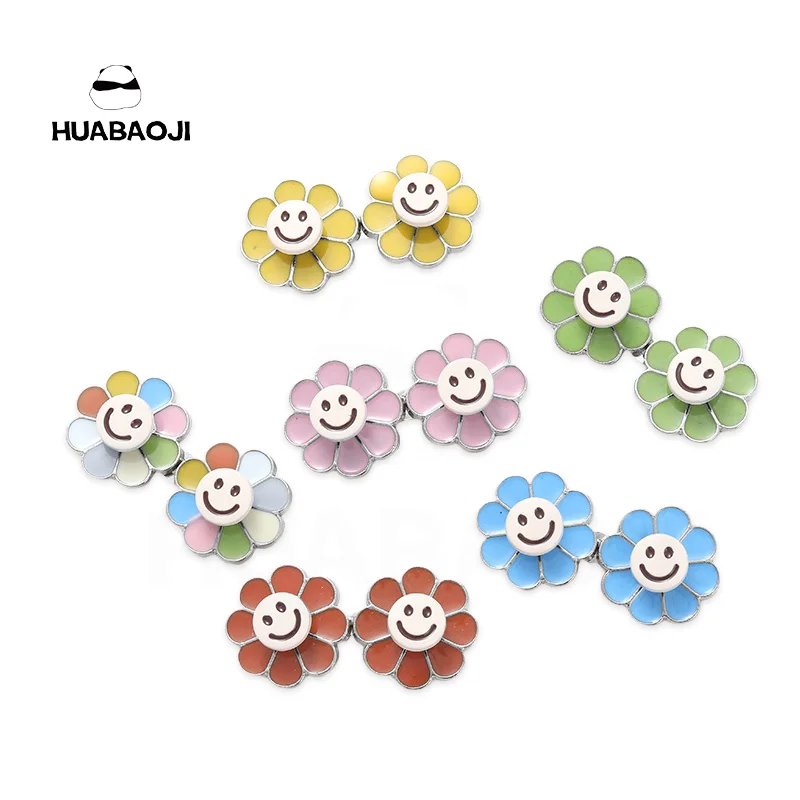 Sweet Style Sunflower Shaped Waist Adjustment Brooch Cute Smiling Cartoon Clothing Decoration Button Safety Pins